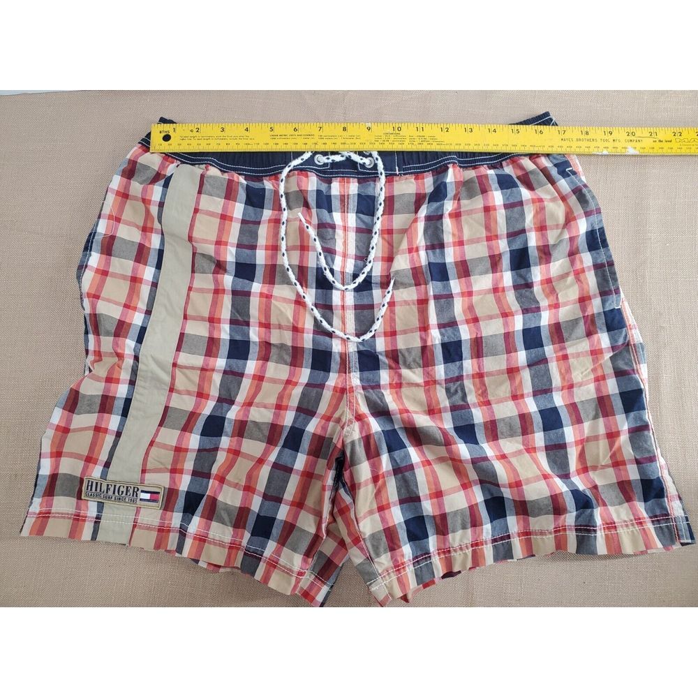 Tommy Hilfiger‎ Men's Swim Trunks Large Swimming Shorts Red/White/Blue Plad